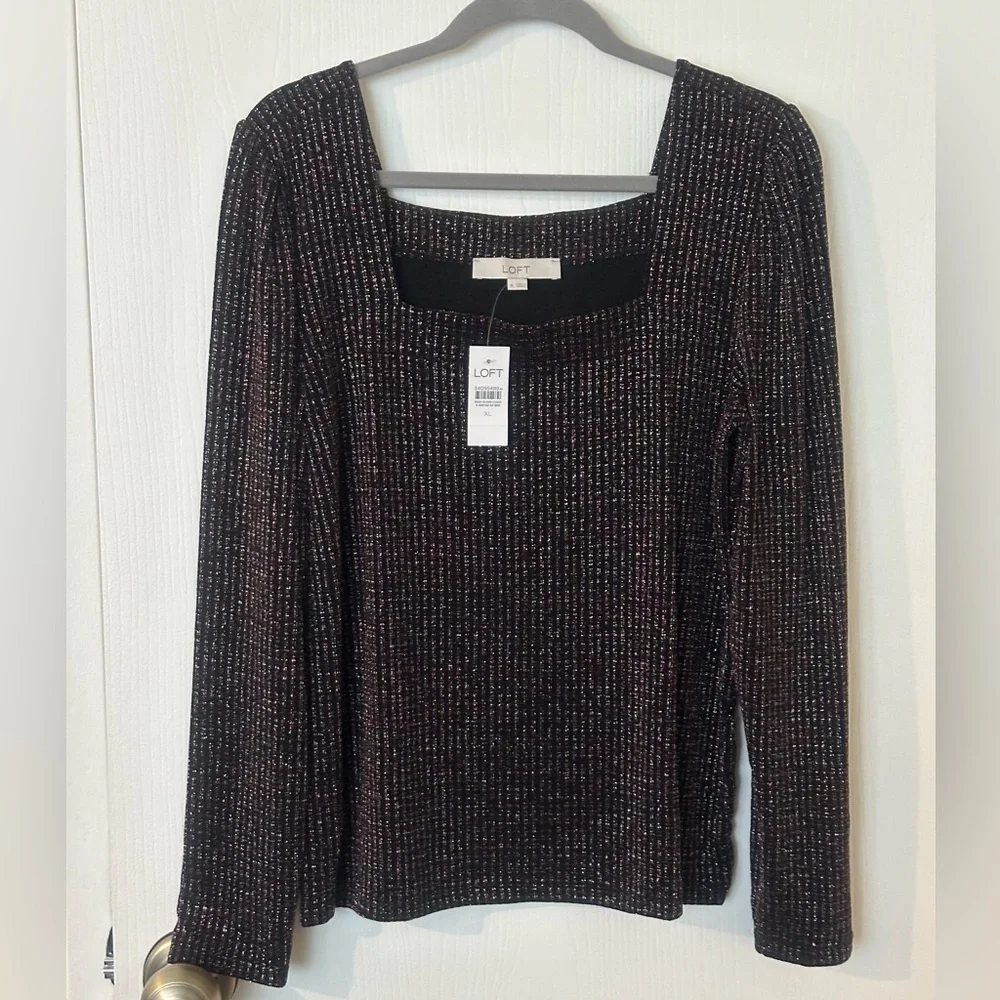 NWT Loft Shimmer Ribbed Top size XL